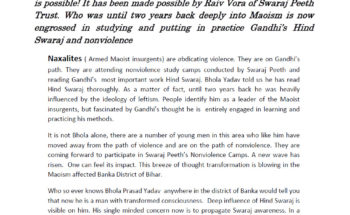 A Delhi Hindi Weekly on Swaraj Peeth’s Work: ” Gandhi is Alive”